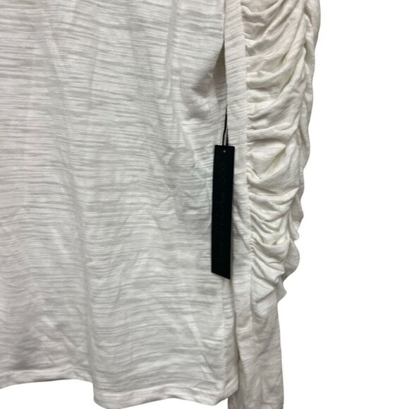 House of Harlow white sheer long sleeve ruched blouse size medium - Picture 4 of 5